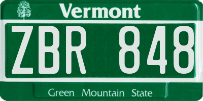 VT license plate ZBR848
