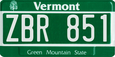 VT license plate ZBR851