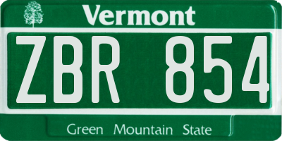 VT license plate ZBR854