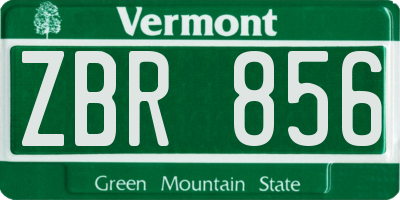 VT license plate ZBR856