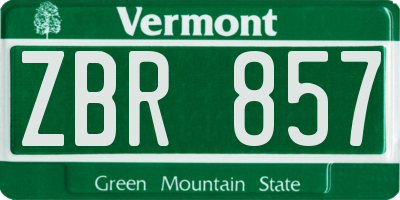 VT license plate ZBR857