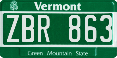 VT license plate ZBR863