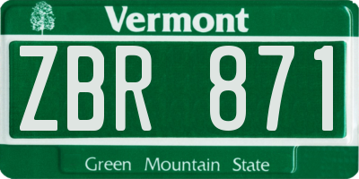 VT license plate ZBR871
