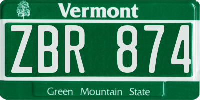 VT license plate ZBR874