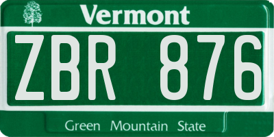VT license plate ZBR876