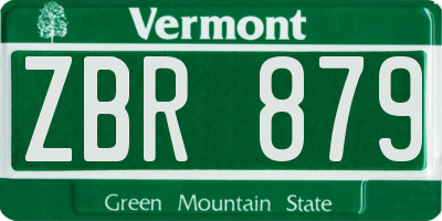 VT license plate ZBR879