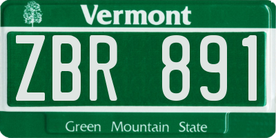 VT license plate ZBR891