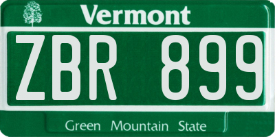 VT license plate ZBR899