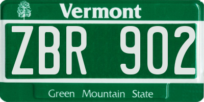VT license plate ZBR902
