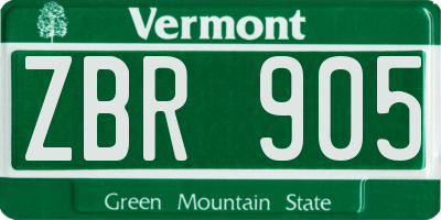 VT license plate ZBR905