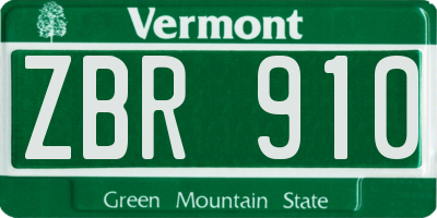 VT license plate ZBR910