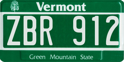 VT license plate ZBR912