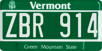 VT license plate ZBR914