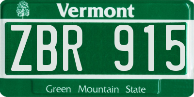 VT license plate ZBR915