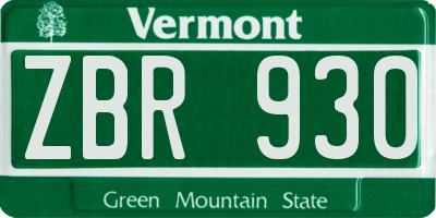 VT license plate ZBR930