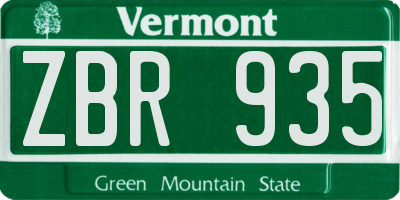 VT license plate ZBR935