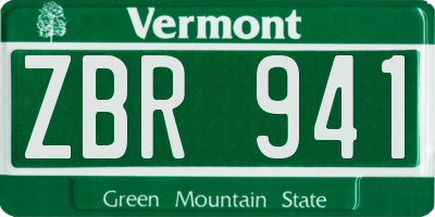VT license plate ZBR941