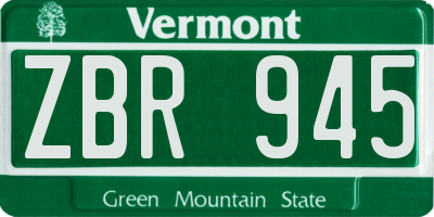 VT license plate ZBR945