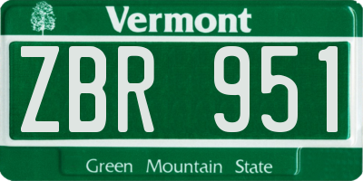 VT license plate ZBR951