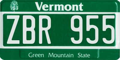 VT license plate ZBR955