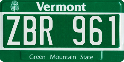 VT license plate ZBR961