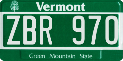 VT license plate ZBR970