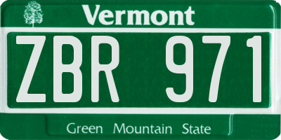 VT license plate ZBR971