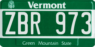 VT license plate ZBR973