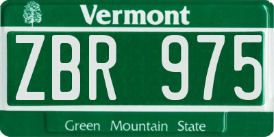 VT license plate ZBR975