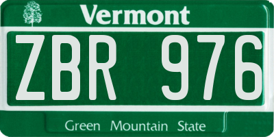 VT license plate ZBR976