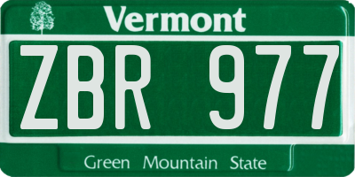 VT license plate ZBR977