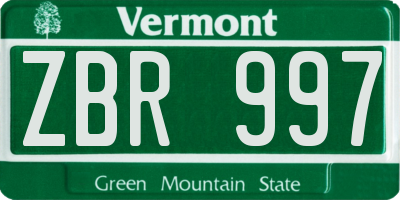 VT license plate ZBR997