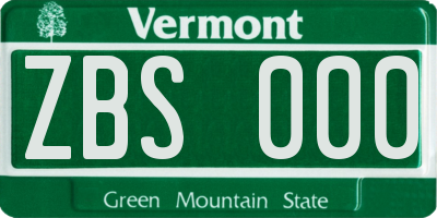 VT license plate ZBS000