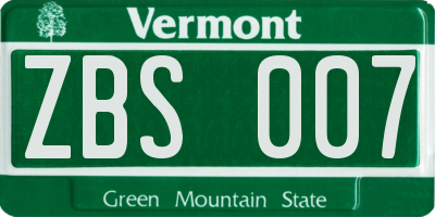 VT license plate ZBS007