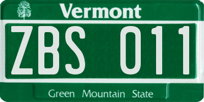 VT license plate ZBS011