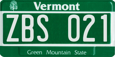 VT license plate ZBS021