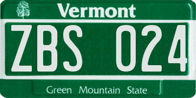VT license plate ZBS024