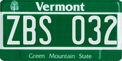 VT license plate ZBS032
