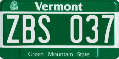 VT license plate ZBS037