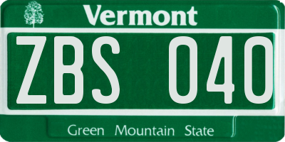 VT license plate ZBS040