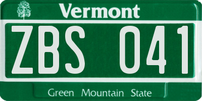 VT license plate ZBS041