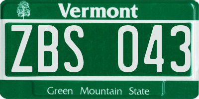 VT license plate ZBS043