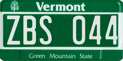 VT license plate ZBS044
