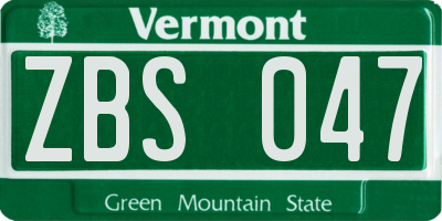 VT license plate ZBS047