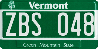 VT license plate ZBS048