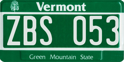 VT license plate ZBS053