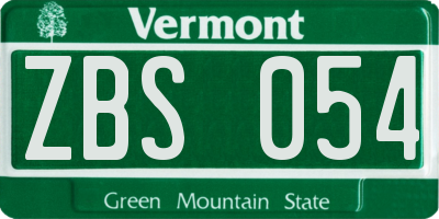 VT license plate ZBS054