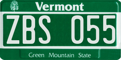 VT license plate ZBS055