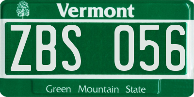 VT license plate ZBS056