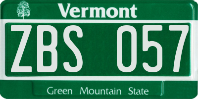 VT license plate ZBS057